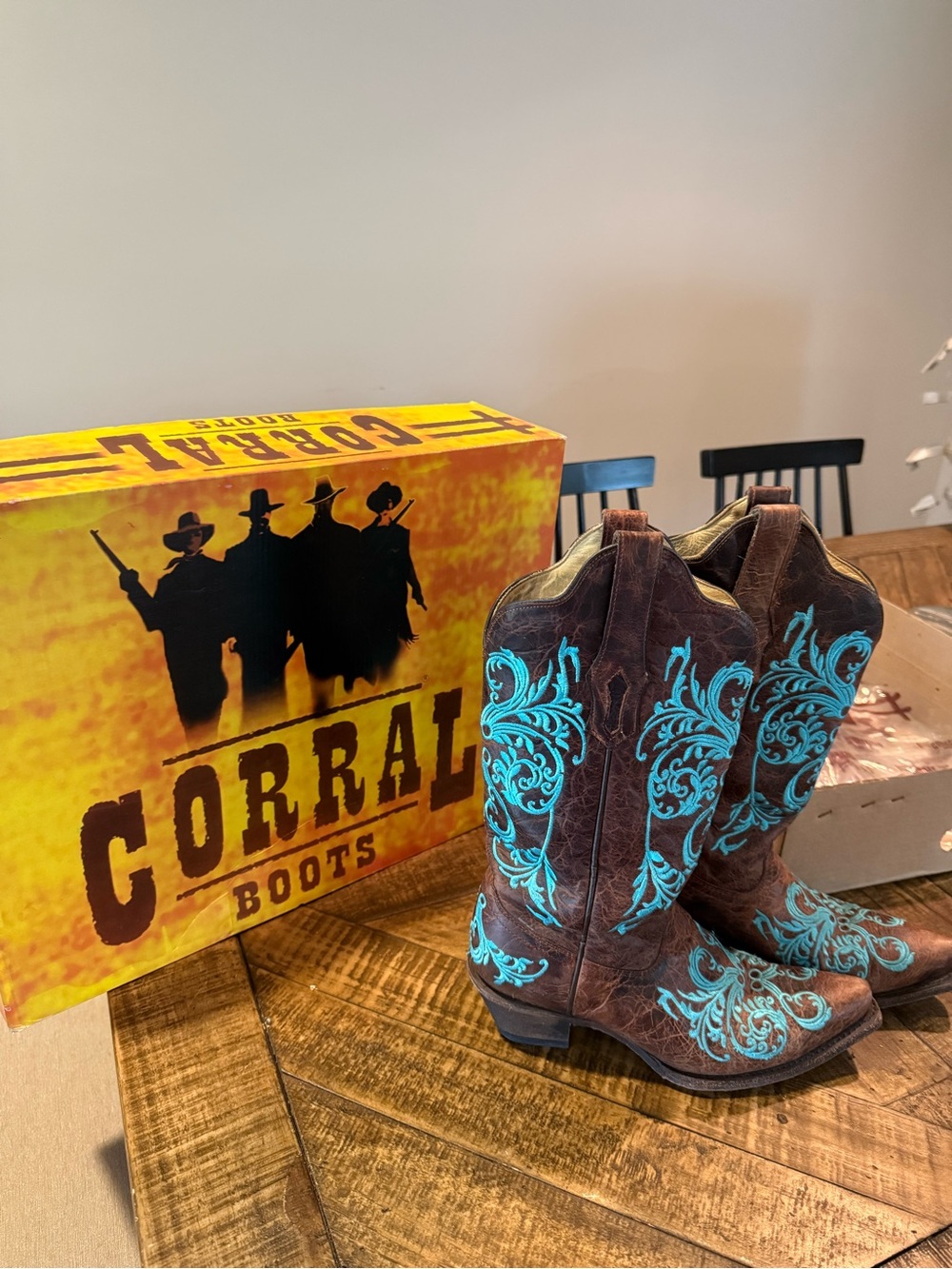 Brown and turquoise Corral Boots